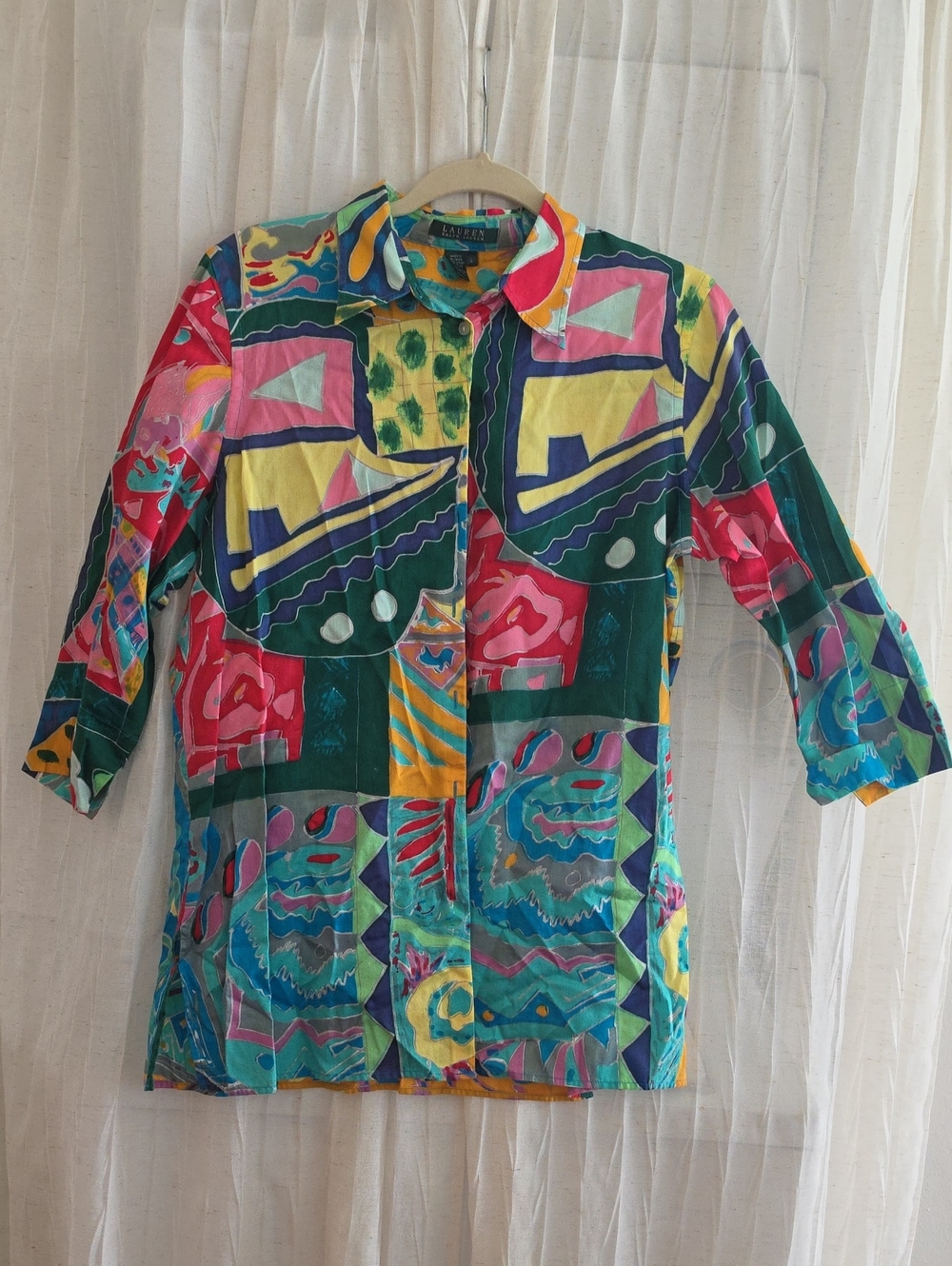 Ralph Lauren Multicolor Abstract Silk Button-Up
